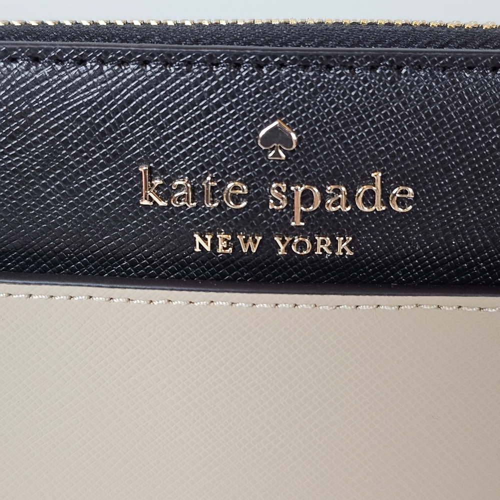 ✨ NWT Kate Spade Staci Colorblock Large Continental Wallet - Warm Beige/Black ✨ - Picture 6 of 13